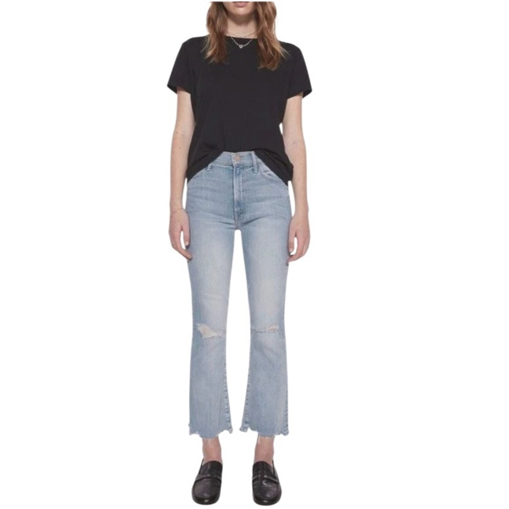 Mother The Hustler Ankle Chew Jean Raw Hem in‎ Petal Plucker Wash Sz 29